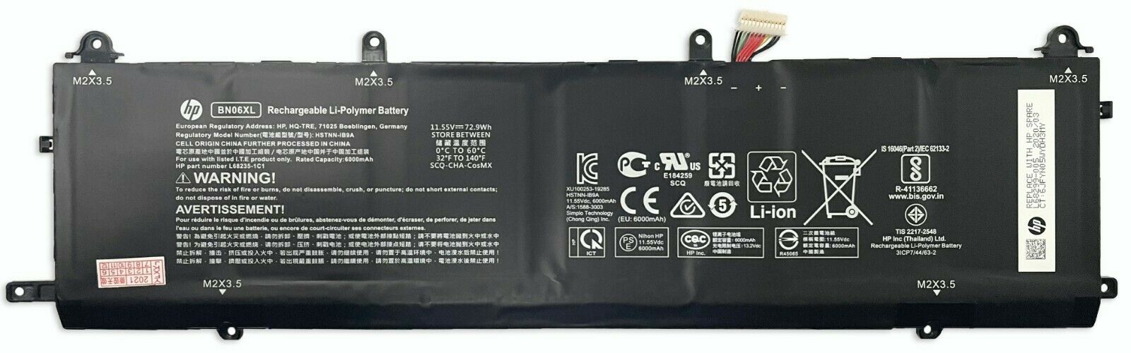 HP BN06XL L68235-1C1 68299-0055 HSTNN-IB9A Battery 6-cell 72.9Wh