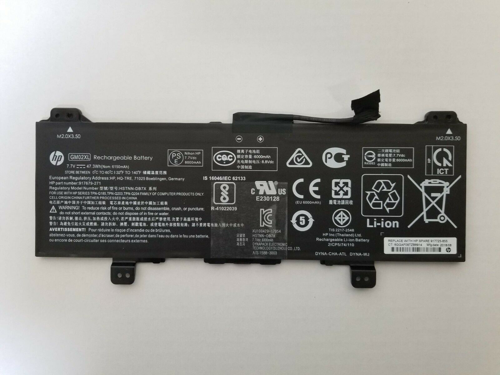 7.7V 47.3Wh HP GM02XL HSTNN-DB7X HSTNN-UB7M Battery