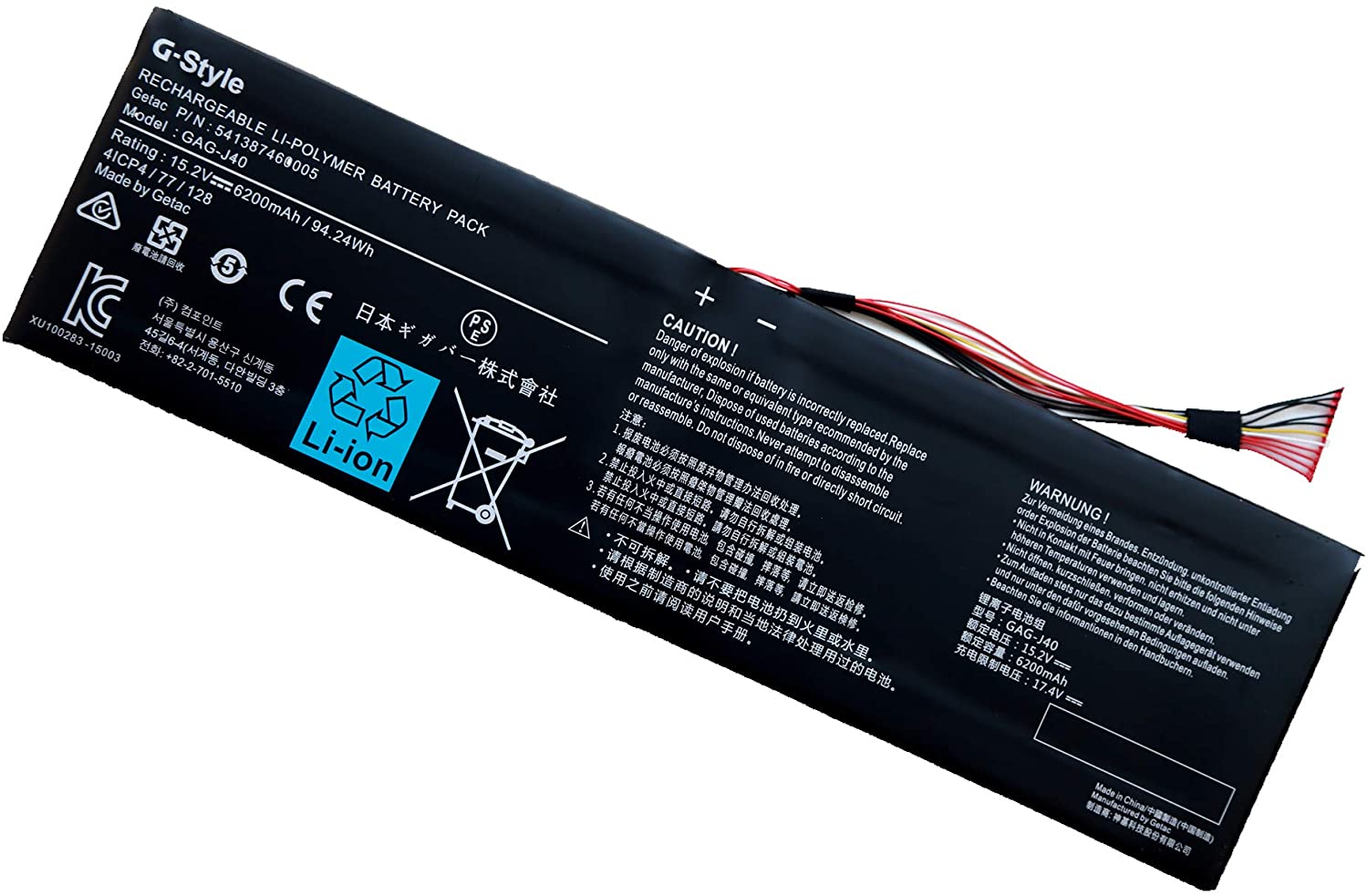 94.24Wh Gigabyte 541387460002 541387460003 Battery 15.2V 6200mAh 94.24Wh Gigabyte 541387460002 541387460003 Battery 15.2V 6200mAh