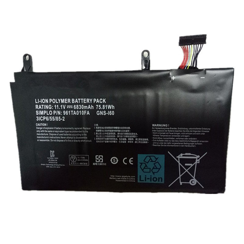 11.1V 6830mAh 75.81Wh Gigabyte GNS-160 3ICP6/55/85-2 Battery 11.1V 6830mAh 75.81Wh Gigabyte GNS-160 3ICP6/55/85-2 Battery