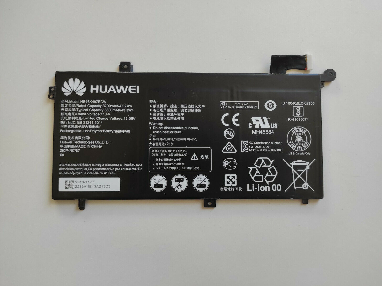 42.2Wh Huawei Matebook PL-W19 Battery [US-HB46K497ECW-7]