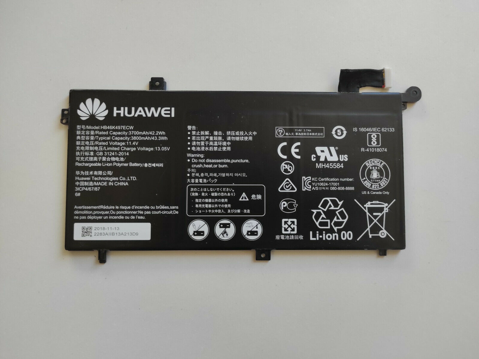 42.2Wh Huawei HB46K497ECW Battery 42.2Wh Huawei HB46K497ECW Battery
