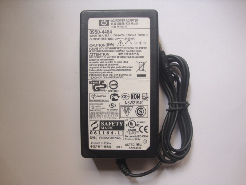 31V 2420mA 75W HP 0950-4483 Printer AC Power Adapter Charger