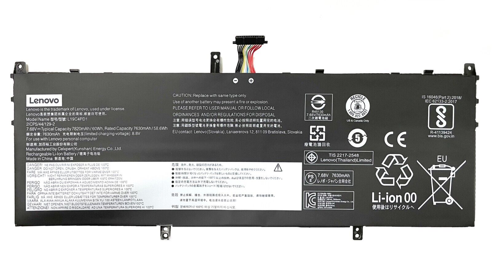 Lenovo Yoga C640 13IML 81UE0023TW Battery 7.68V 60Wh
