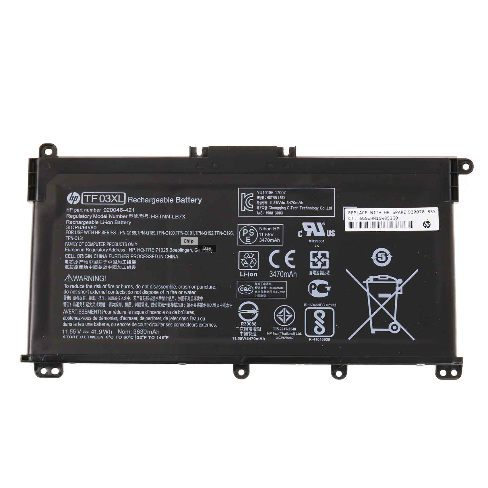 Original HP TPN-Q191 TPN-Q192 TPN-Q196 Battery 11.55V 41.9Wh