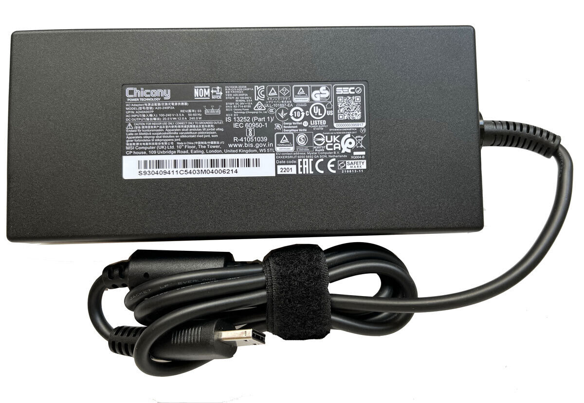 240W original MSI Stealth 17 Studio A13VI-036NL Charger AC Adapter Power Supply